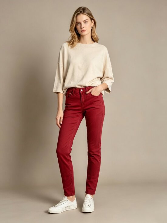 True Religion Denim - True Religion Swarovski Crystals Logo Leggings Red Skinny Jeans Size 26